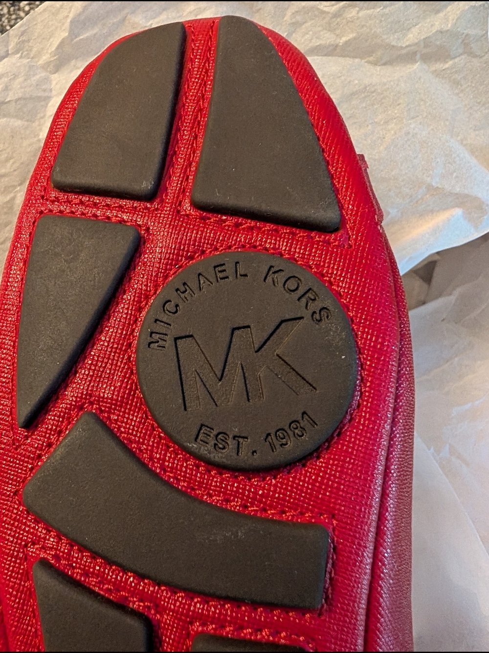 Michael Kors Red Ballet Flat with Signature MK Logo - Picture 4 of 5